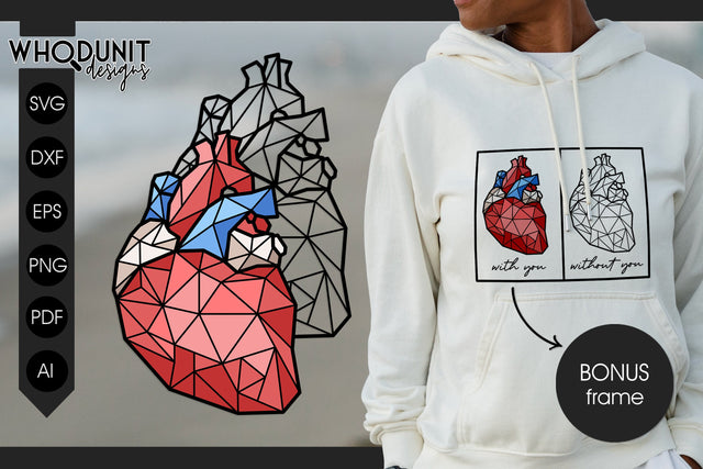 Geometric Heart SVG | Anatomical Heart cut file| Human Heart SVG Whodunit Designs 
