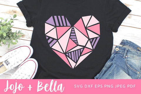Geometric heart svg, Heart Svg, Geo Heart SVG, Heart card template, Valentines day Svg, Paper Heart SVG, Svg files for Cricut, Laser SVG SVG Jojo&Bella 