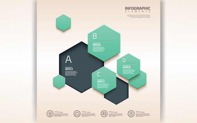 Geometric Hexagonal infographic four steps template on colorful shapes, vector illustration SVG naemmiah021 