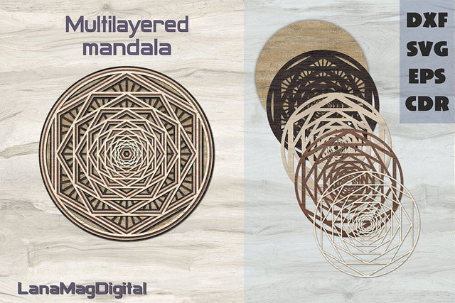 Geometric layered mandala svg 3d mandala Geometric Wall decor 3D Paper LanaMagDigital 