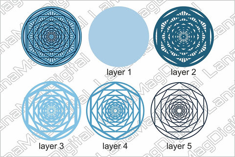 Geometric layered mandala svg 3d mandala Geometric Wall decor 3D Paper LanaMagDigital 