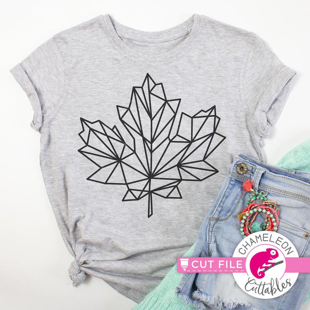 Geometric Maple Leaf File - Fall - Thanksgiving - Leaves - SVG PNG DXF EPS JPEG SVG Chameleon Cuttables 