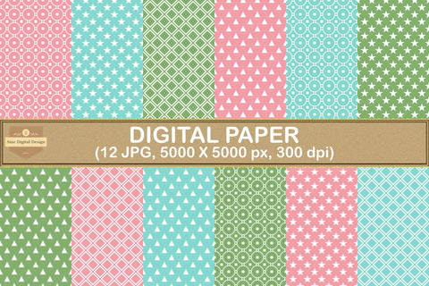 Geometric Seamless Pattern Digital Papers Backgrounds Digital Pattern SineDigitalDesign 
