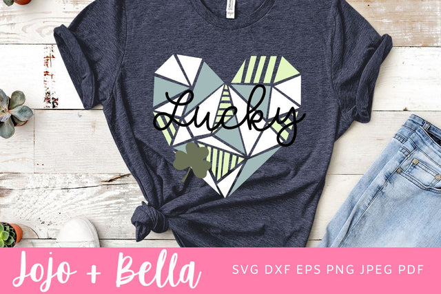 Geometric Shamrock Heart SVG, St Patrick's Day Heart SVG, Irish Heart Svg, St Patrick's Day Geometric SVG, Png, Cut file, Cricut Svg SVG Jojo&Bella 