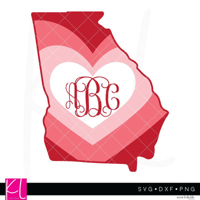 Georgia Heart Monogram Frame SVG Kelly Lollar Designs 