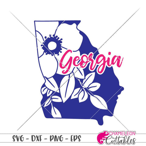 Georgia state - Cherokee Rose flower - decal design - SVG SVG Chameleon Cuttables 