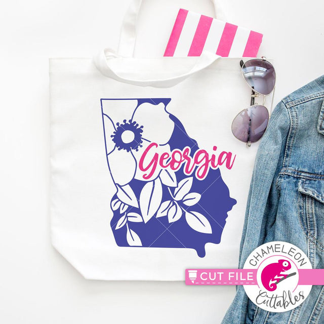 Georgia state - Cherokee Rose flower - decal design - SVG SVG Chameleon Cuttables 