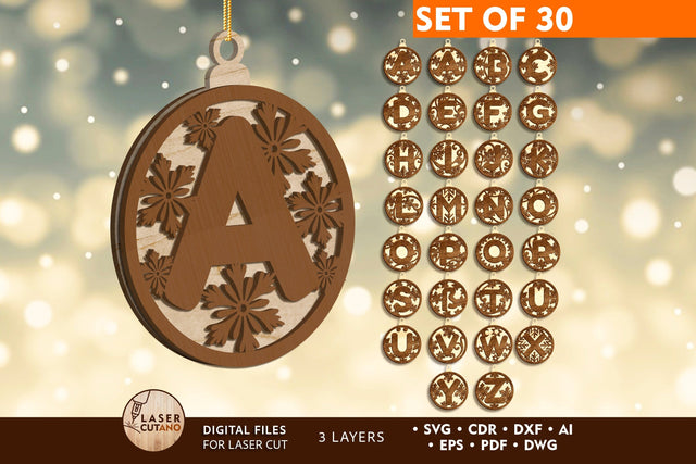 German Alphabet Multilayer Laser Cut Files, Wood Cut Template, Christmas Decoration SVG LaserCutano 
