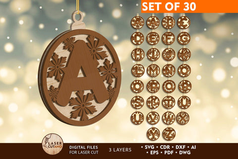 German Alphabet Multilayer Laser Cut Files, Wood Cut Template, Christmas Decoration SVG LaserCutano 