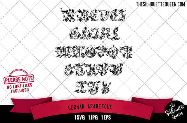 German Arabesque alphabets - ABC letters SVG Loveleen Kaur 
