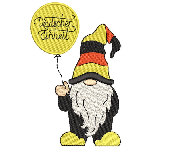 German gnome embroidery design , German unification day ,holiday embroidery designs, 3 sizes, Instant download Embroidery/Applique DESIGNS ArtEMByNatalia 