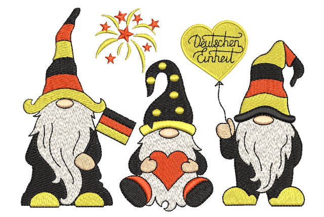 German gnomes embroidery design , German unification day ,holiday embroidery designs, 3 sizes, Instant download In Embroidery/Applique DESIGNS ArtEMByNatalia 