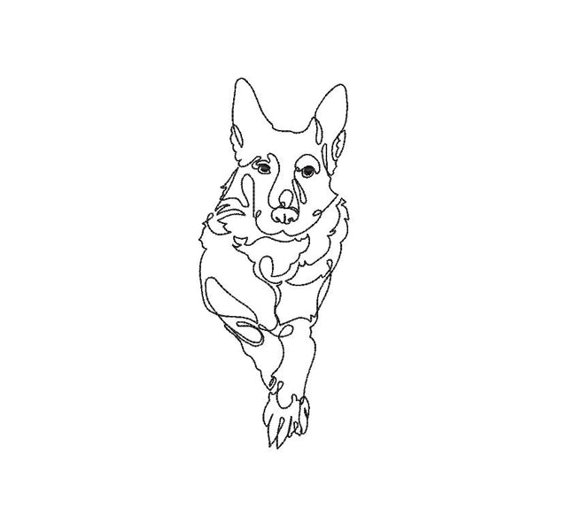 German Shepherd Dog one line Machine Embroidery Design Embroidery/Applique DESIGNS Canada Embroidery 