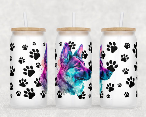 German Shepherd Libbey Glass Can Wraps, 16 Oz Glass Can Sublimation Designs, German Shepherd Glass Can PNG Files, German Shepherd Glass Can Wraps Sublimation HappyDesignStudio 