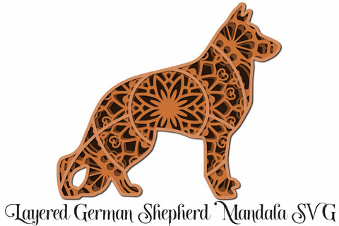 German Shepherd Mandala 3D Layered Dog SVG file, 4 layers SVG Digital Honeybee 