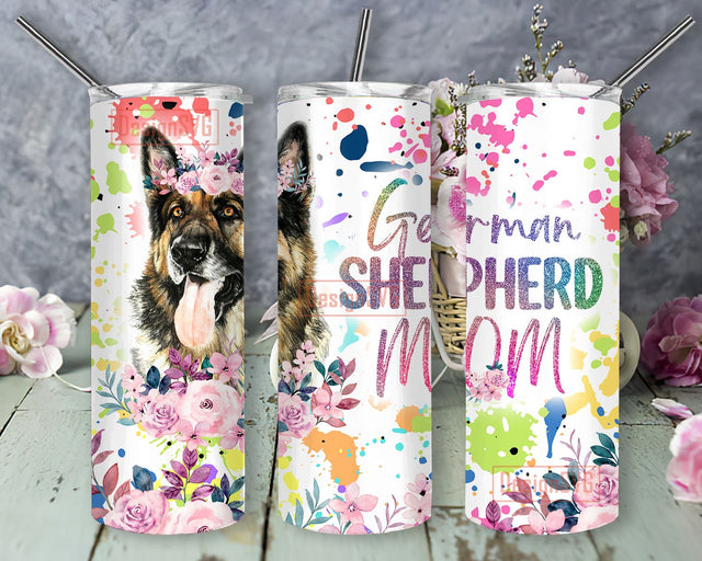 German Shepherd Mom Tumbler, 20oz Skinny Tumbler Sublimation Designs Tumbler for Straight and Tapered PNG File Digital Download, Sublimation Design Tumbler Sublimation DesignSVG 