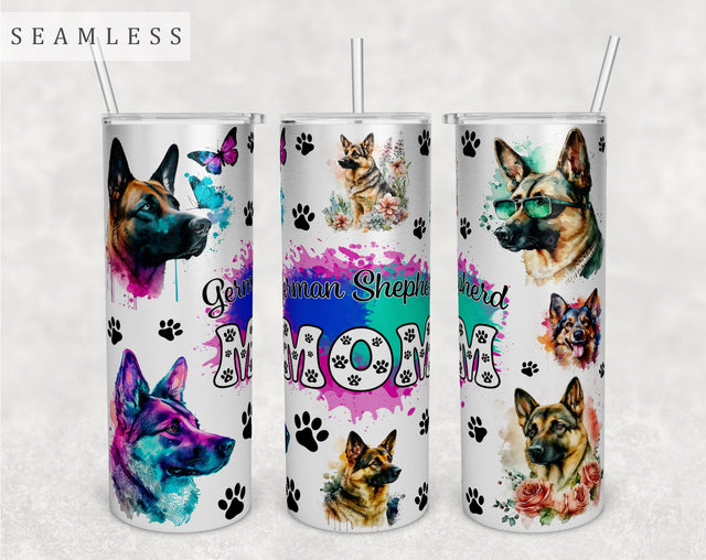 German Shepherd Mom Tumbler Wrap, 20oz Skinny Tumbler Sublimation Design, German Shepherd Mama Tumbler PNG Sublimation HappyDesignStudio 