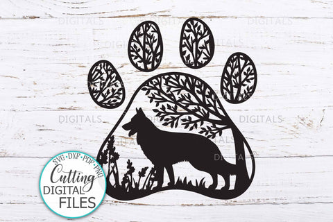 German Shepherd Paw Dog round sign svg dxf pdf cut out file SVG kartcreationii 