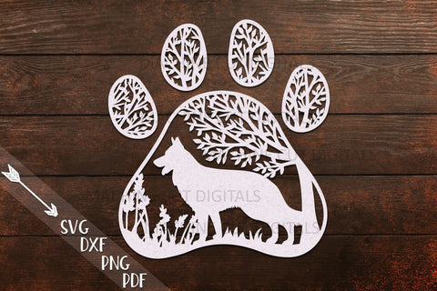 German Shepherd Paw Dog round sign svg dxf pdf cut out file SVG kartcreationii 