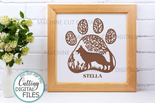 German Shepherd Paw Dog round sign svg dxf pdf cut out file SVG kartcreationii 