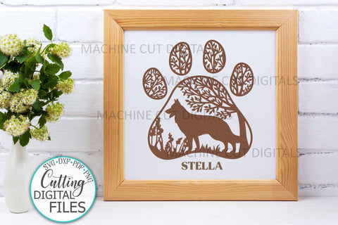 German Shepherd Paw Dog round sign svg dxf pdf cut out file SVG kartcreationii 