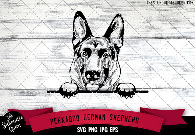 German Shepherd Peek A Boo | Peekaboo | Peeking Dog Face SVG for Glowforge, Cricut, Laser, Silhouette, Scan n cut files SVG Loveleen Kaur 