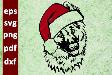German Shepherd Santa Hat Cut File Clipart PNG SVG EPS DXF PDF SVG nikola 