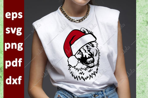 German Shepherd Santa Hat Cut File Clipart PNG SVG EPS DXF PDF SVG nikola 