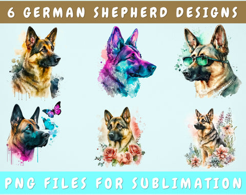 German Shepherd Sublimation Designs Bundle, 6 Designs, German Shepherd PNG Files, German Shepherd In Sunglasses PNG, German Shepherd Clipart Sublimation HappyDesignStudio 