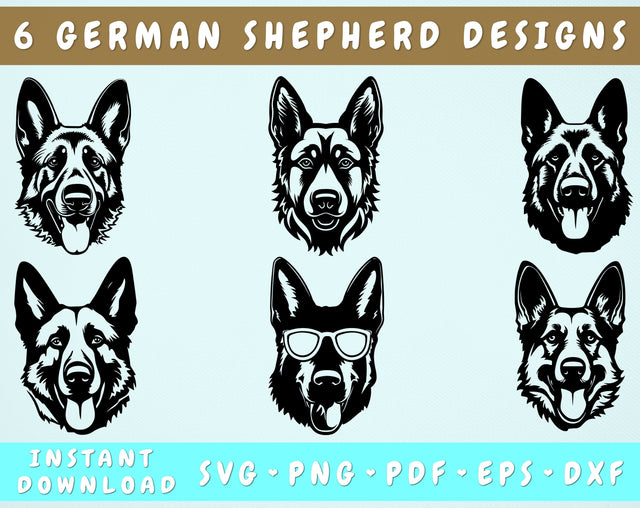 German Shepherd SVG Bundle, 6 Designs, German Shepherd PNG, German Shepherd Clipart SVG HappyDesignStudio 