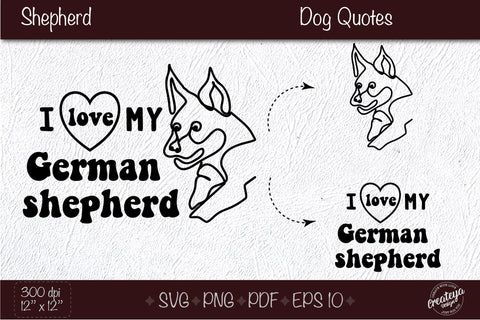 German shepherd svg, Dog outline SVG, Dog quote SVG for dog lovers. Design for t shirts SVG Createya Design 