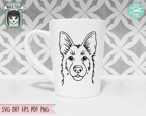 German Shepherd SVG File, Dog SVG File, German Shepherd Cut File, Dog Cut File, Animal Face SVG, Cute Dog SVG, Dog Face SVG, Animal SVG File SVG Wild Pilot 