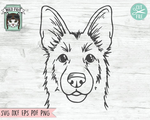 German Shepherd SVG File, Dog SVG File, German Shepherd Cut File, Dog Cut File, Animal Face SVG, Cute Dog SVG, Dog Face SVG, Animal SVG File SVG Wild Pilot 