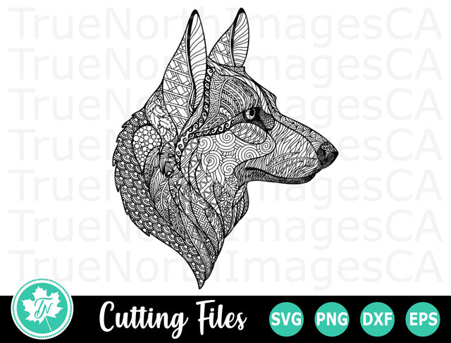 German Shepherd SVG | Mandala SVG | Zentangle SVG SVG TrueNorthImagesCA 