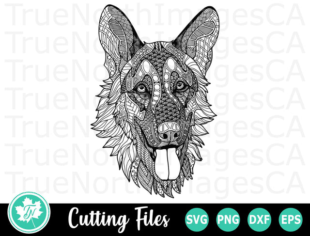 German Shepherd SVG | Zentangle SVG | Mandala SVG SVG TrueNorthImagesCA 