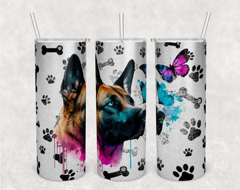 German Shepherd Tumbler Wraps Bundle, 20 Oz Skinny Tumbler German Shepherd Sublimation Designs, Seamless Dog PNG, 5 Designs Sublimation HappyDesignStudio 