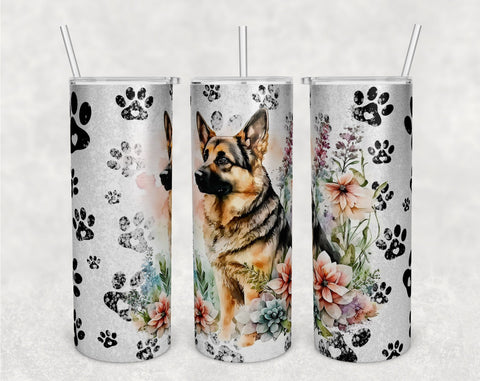 German Shepherd Tumbler Wraps Bundle, 20 Oz Skinny Tumbler German Shepherd Sublimation Designs, Seamless Dog PNG, 5 Designs Sublimation HappyDesignStudio 