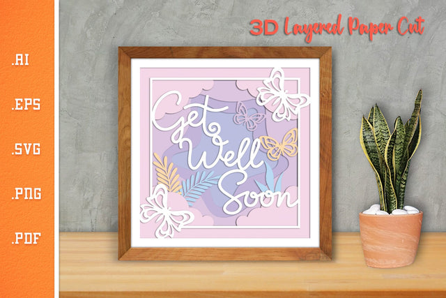 Get Well Soon - 3D Layered Paper Cut 3 SVG Slim Studio 