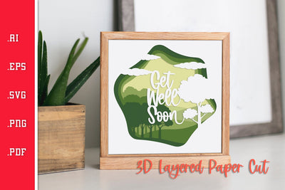 Get Well Soon Wishing Card 3D Layered SVG SVG Slim Studio 