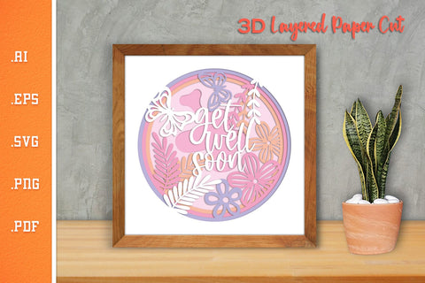 Get Well Wishes 3D Layered Paper Cut SVG SVG Slim Studio 