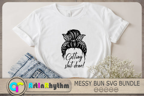 Getting Shit Done Svg, Messy Bun Svg, Messy Bun With Bandana Svg SVG Artinrhythm shop 