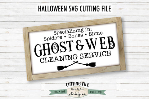 Ghost and Web Cleaning Service SVG | Halloween SVG Cut File SVG Ewe-N-Me Designs 