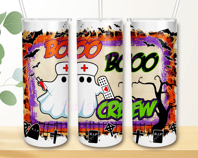 Ghost Boo Boo Crew Nurse 20 oz Skinny Tumbler Sublimation Design Sublimation sassyprint 