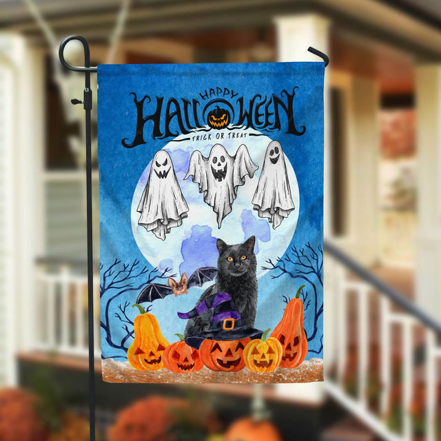 Ghost Cat Jack O' Lantern Pumpkin Halloween Garden Flag - 12x18 Garden Flag Sublimation Design Download PNG File Instant Download Sublimation CaldwellArt 