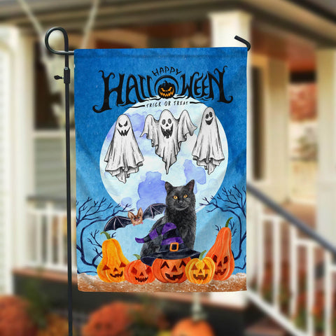 Ghost Cat Jack O' Lantern Pumpkin Halloween Garden Flag - 12x18 Garden Flag Sublimation Design Download PNG File Instant Download Sublimation CaldwellArt 