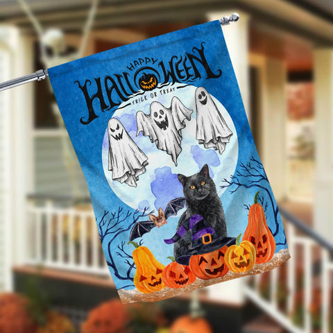 Ghost Cat Jack O' Lantern Pumpkin Halloween Garden Flag - 12x18 Garden Flag Sublimation Design Download PNG File Instant Download Sublimation CaldwellArt 