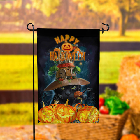 Ghost Cat Jack O' Lantern Pumpkin Halloween Garden Flag - 12x18 Garden Flag Sublimation Design Download PNG File Instant Download Sublimation CaldwellArt 
