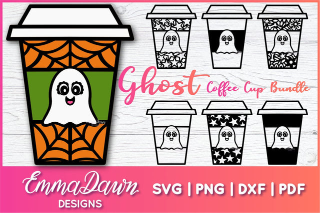 Ghost Coffee Cup SVG Bundle SVG Emma Dawn Designs 