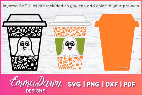 Ghost Coffee Cup SVG Bundle SVG Emma Dawn Designs 