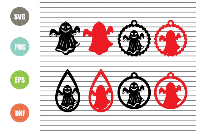 Ghost Earrings - Halloween SVG PNG DXF EPS Cut Files SVG Artstoredigital 